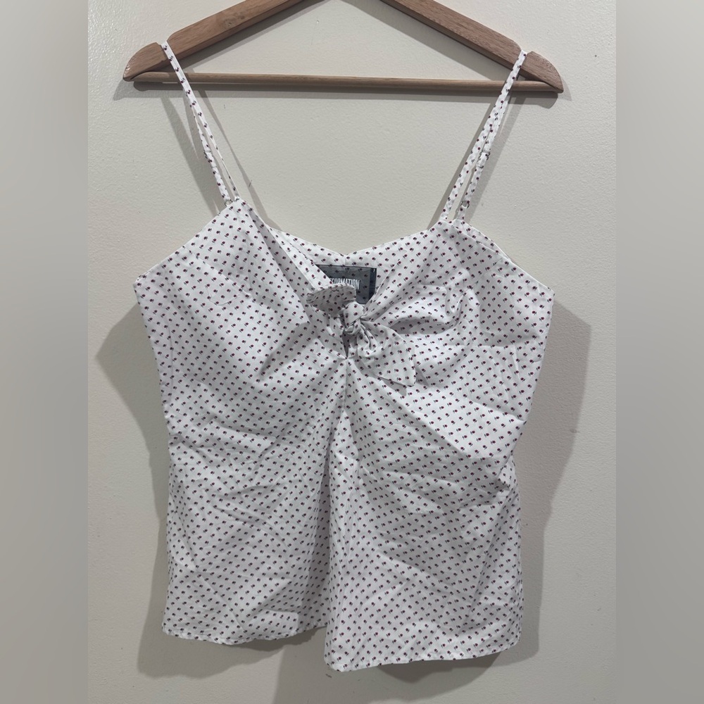 Reformation White Polka Dot Blouse